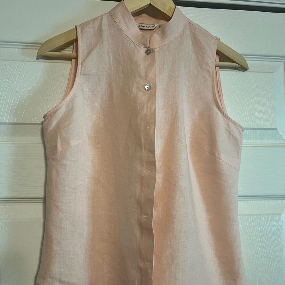 Richard Malcom 100% Irish linen women’s sleeveless size S blouse